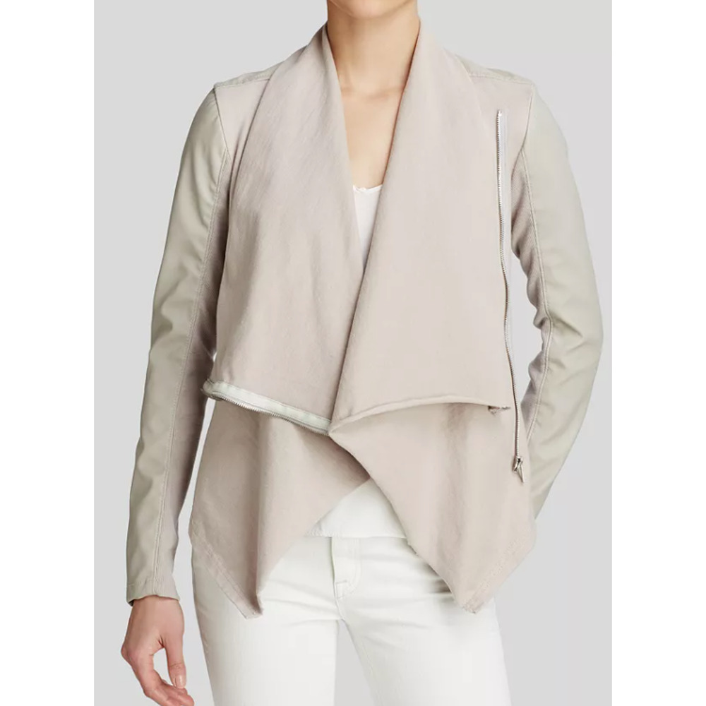 BlankNYC Gray faux leather, Medium Grey, Asymmetrical zip, Size Small